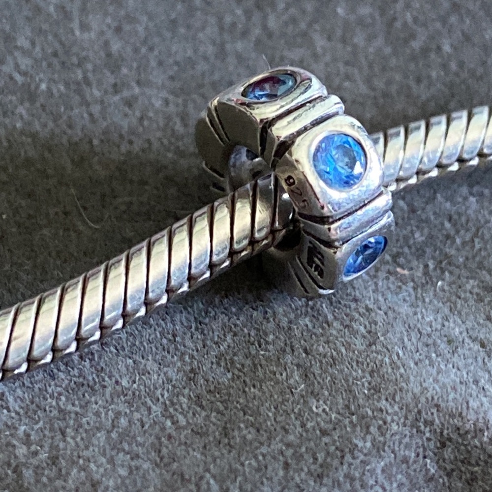 Pandora Retired Trinity Silver Blue CZ Spacer Bead